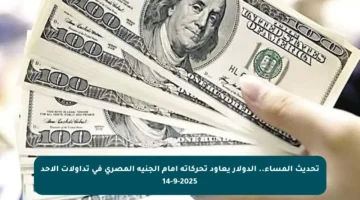 تحديث المساء.. الدولار يعاود تحركاته أمام الجنيه المصري في تداولات الأحد 14-9-2025